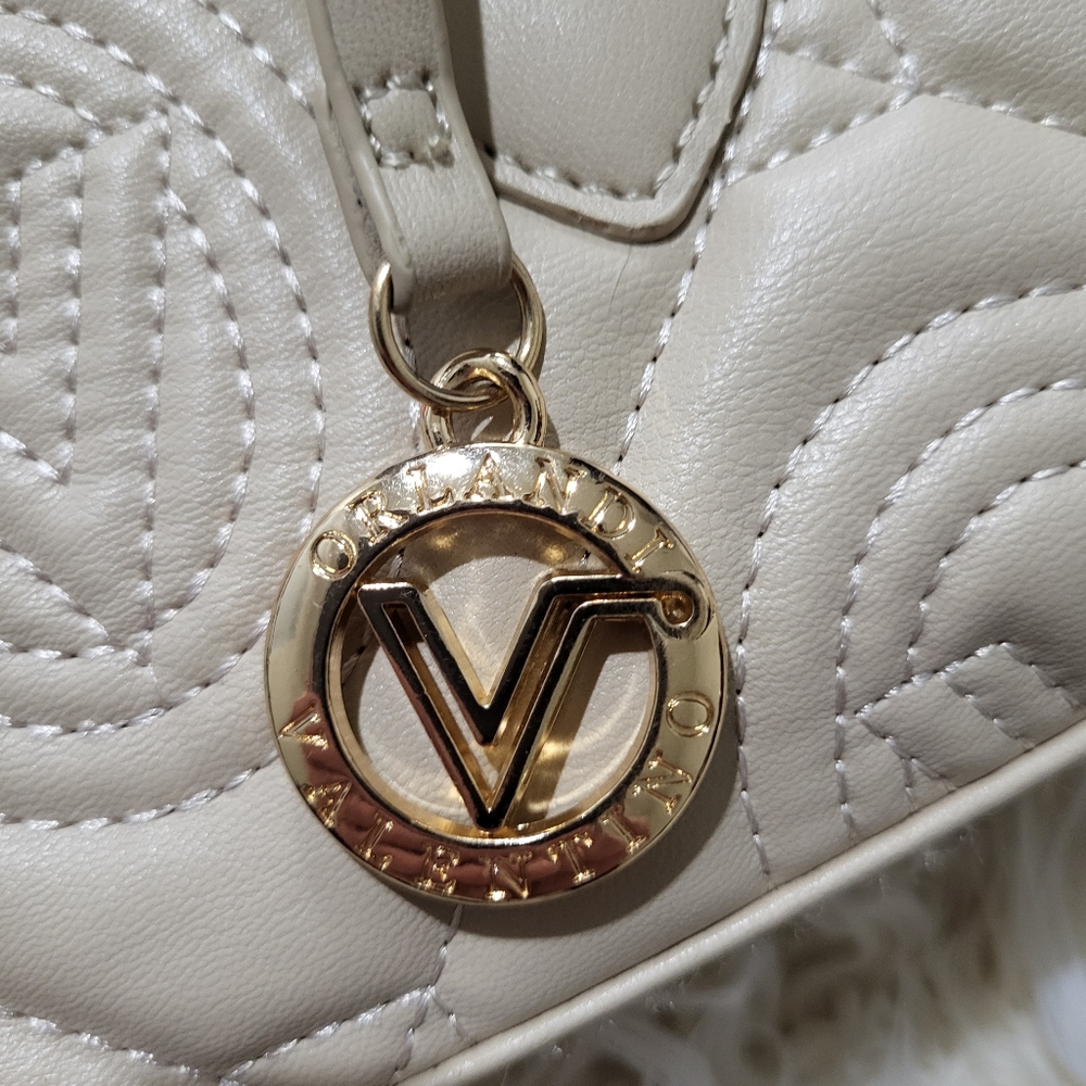 Valentino Orlandi Crossbody Purse Cream Color With Gold Hardware - Picture 3 of 14